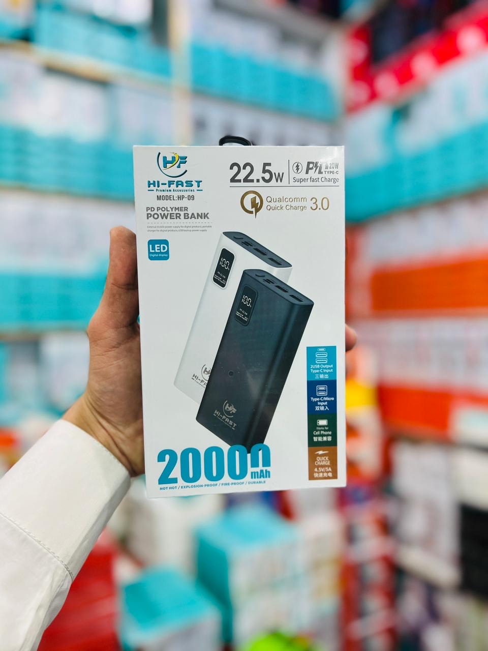 Hi Fast 20,000 mAh Power Bank – Digital Display & Fast Charging